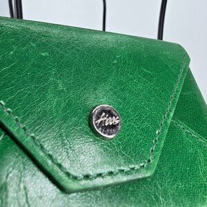 Vintage ABAS Small Leather Envelope Wallet - Vibrant Green Card Holder